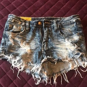 Washed out blue shorts